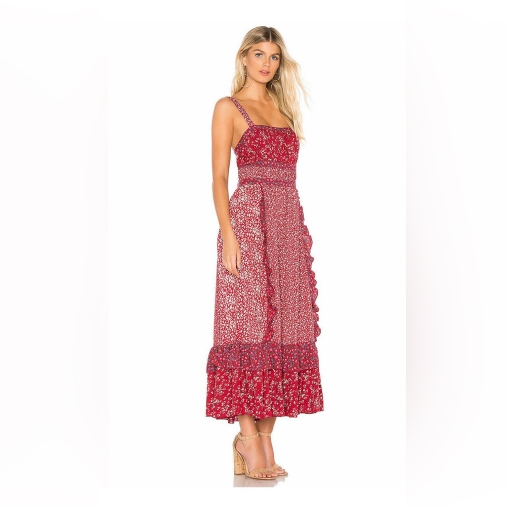 Free People Yessica Summer Dress Sz 2. Color Red Floral Patchwork. NWOT
